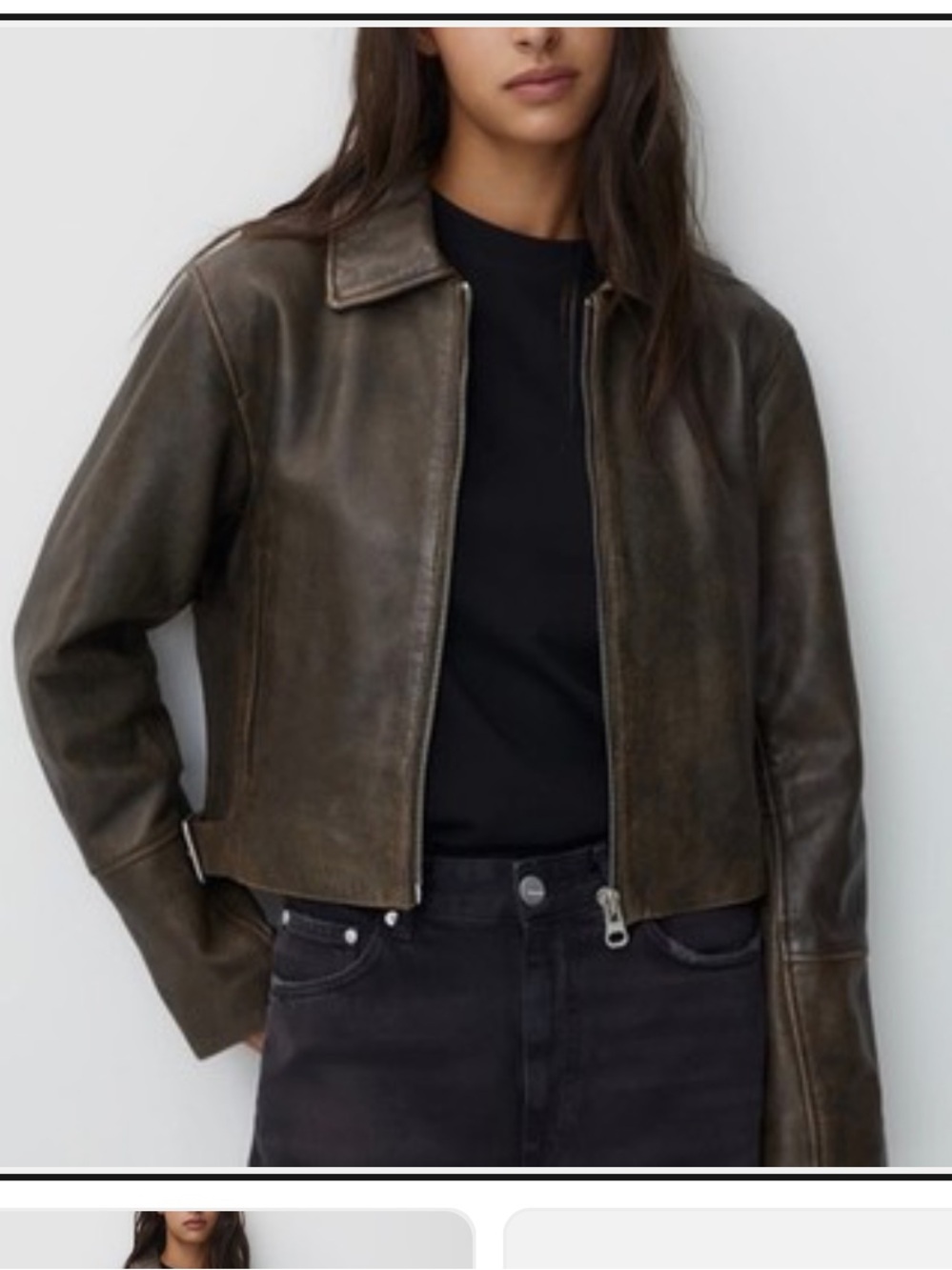 PULL & BEAR DISTRESSED BROWN LEATHER JACKET